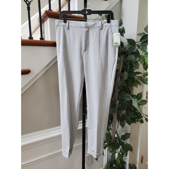 H&M Women Gray Polyester Blend Zippered Mid Rise Straight Fit Dress Pant Size 31 - Picture 1 of 11